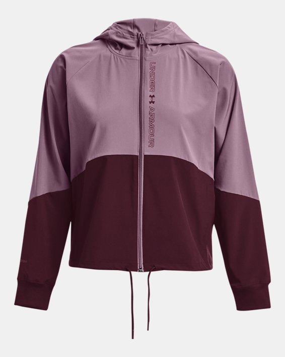 Women's UA Woven Full-Zip Jacket, Purple, pdpMainDesktop image number 5